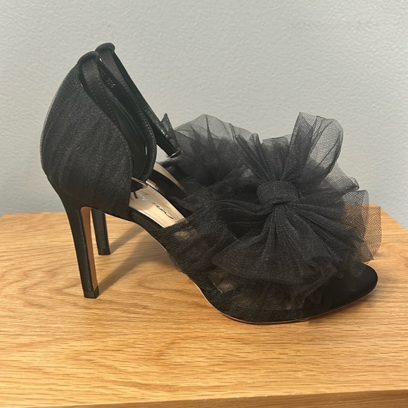 Isa Tapia GIGI BLACK SATIN tulle heels size 39.5- EUC - Picture 3 of 16